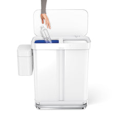 58 L cubo rectangular de doble compartimento con pedal de 58 l con almacén de bolsas de basura + cubo de compostaje