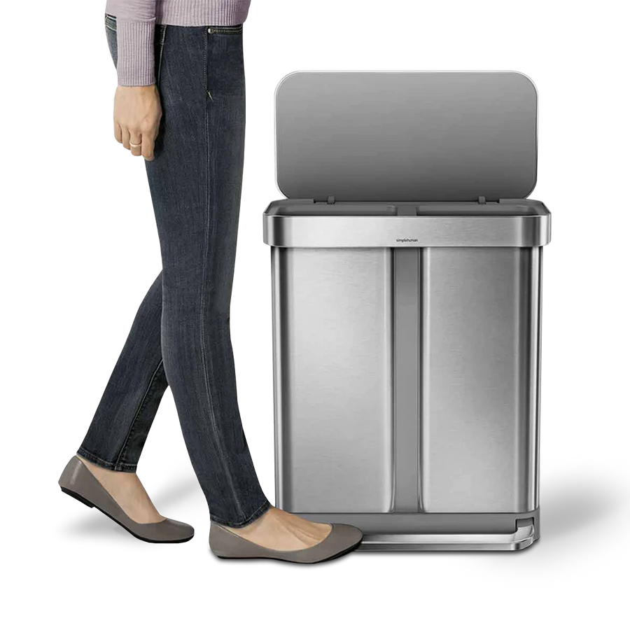 cubo con pedal y doble compartimento de 58L