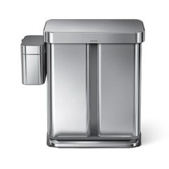 58 L cubo rectangular de doble compartimento con pedal de 58 l con almacén de bolsas de basura + cubo de compostaje