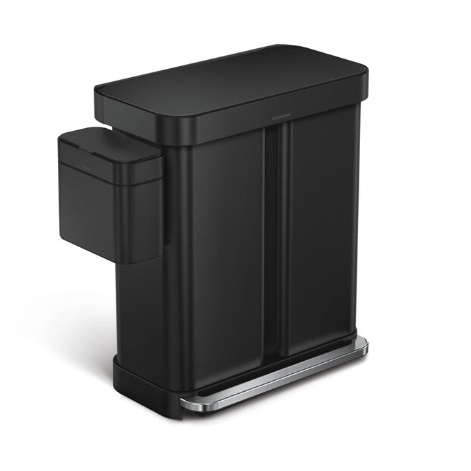 cubo rectangular de doble compartimento con pedal + cubo para basura orgánica