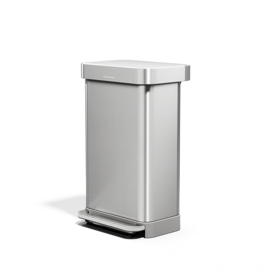 45 litre, rectangular pedal bin with liner pocket