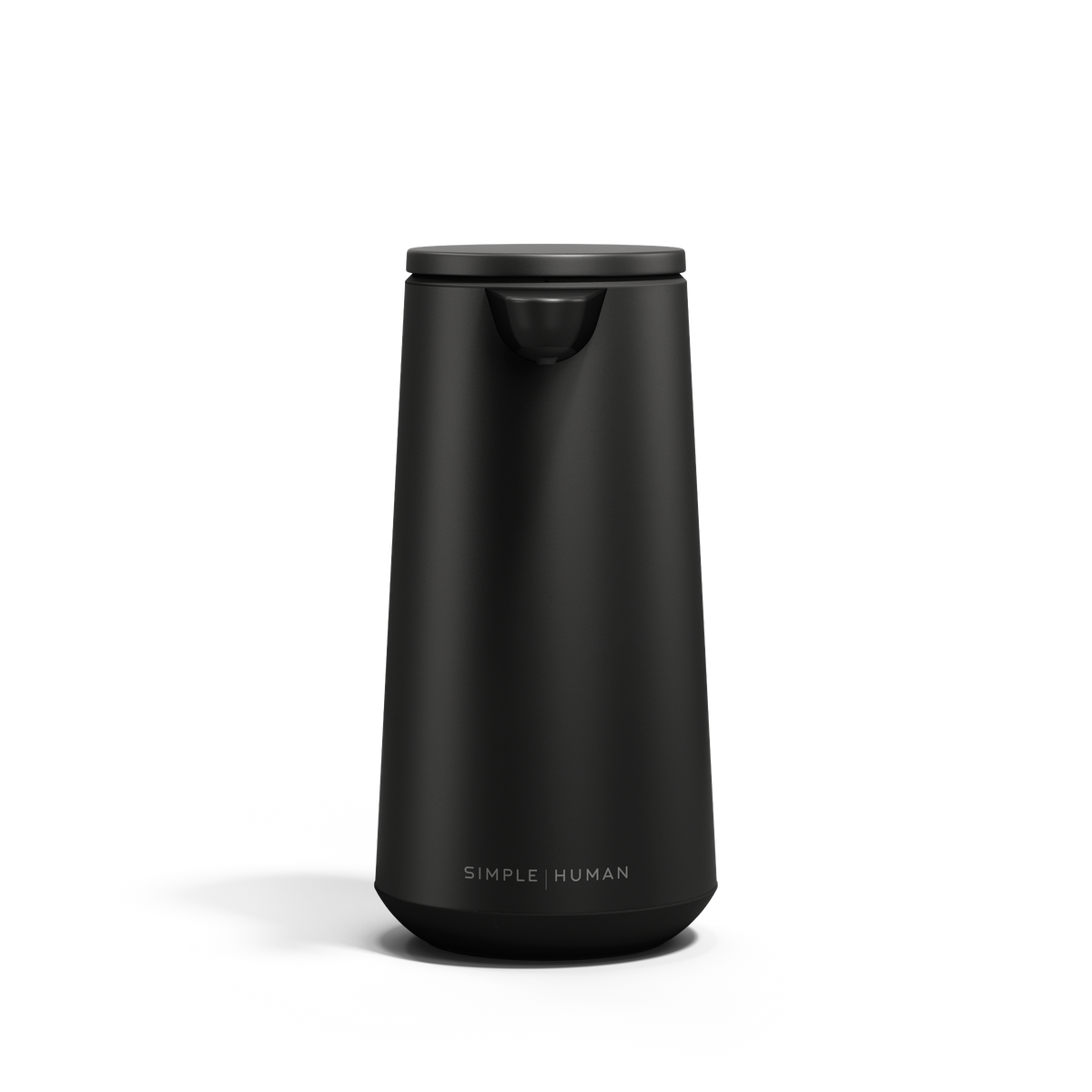 Front view of Simplehuman Matte Black Sensor Pump Foam, touch-free dispensing.