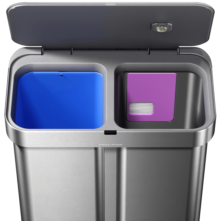 Simplehuman's Sensor Recycler from a top view with the lid open.