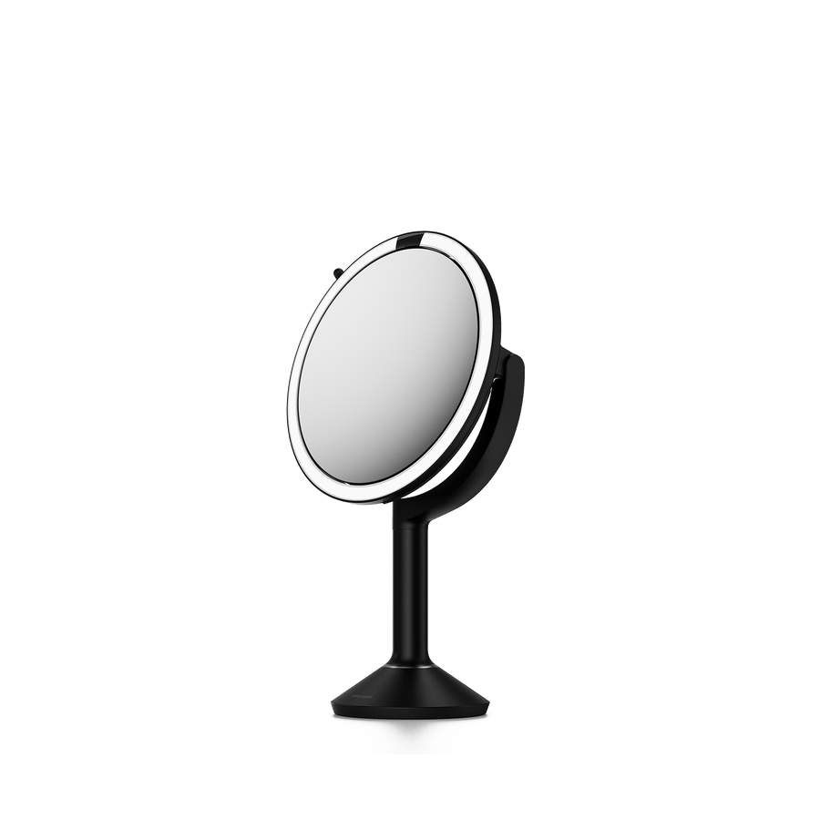 Simplehuman's Sensor Mirror Trio in Matte Black, side view. 