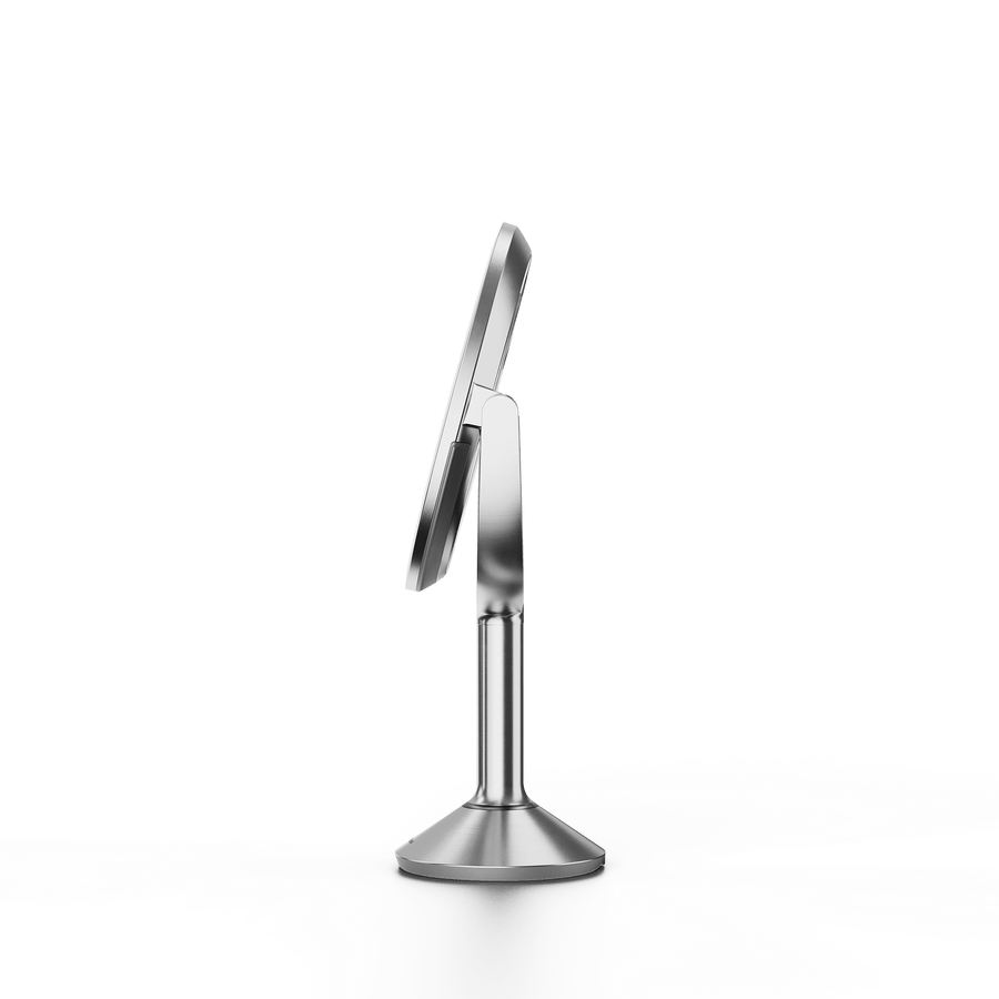 Simplehuman's Sensor Mirror Trio in Brushed, side view. 