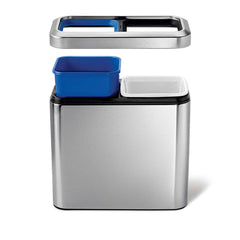 20L dual compartment slim open bin - brushed finish - exploded lid image