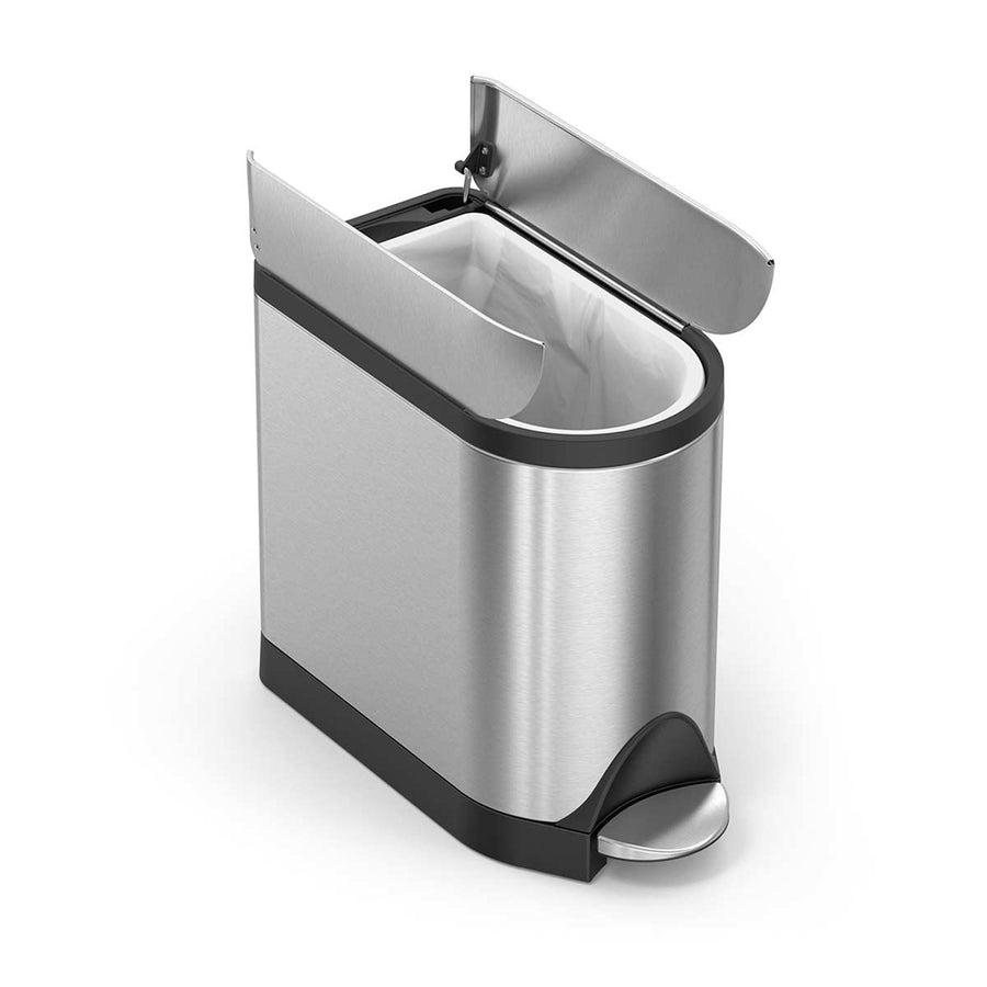 10L butterfly pedal bin - brushed finish - open lid