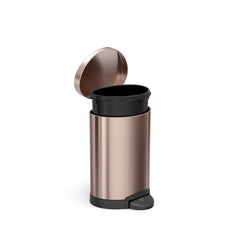 6L semi-round pedal bin - rose gold finish - inner bucket out of bin image