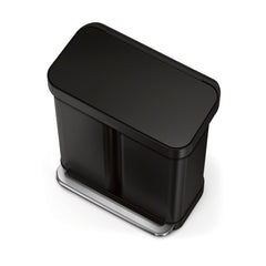  Simplehuman - Cubo de basura rectangular para cocina de 58  litros / 15.3 galones, a pedal, con dos compartimentos para reciclaje y  tapa de cierre suave, de acero inoxidable pulido : Hogar y Cocina