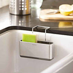 slim sink caddy - lifestyle attached to sink green sponge