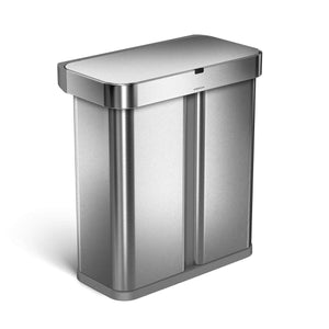 cubo rectangular de doble compartimento con sensor controlado por voz y movimiento de 58 L