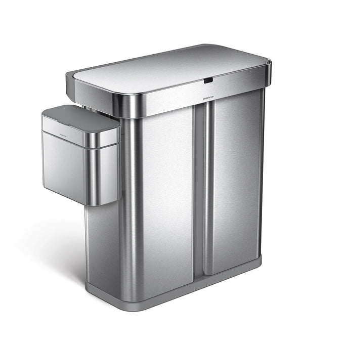 cubo rectangular  de doble compartimento con sensor de 58 l con sensor controlado por voz y movimiento + cubo de compostaje