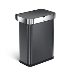 cubo rectangular de doble compartimento con sensor controlado por voz y  movimiento de 58 l, simplehuman