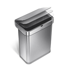 58L rectangular sensor bin with voice and motion control - brushed finish - lid closing image